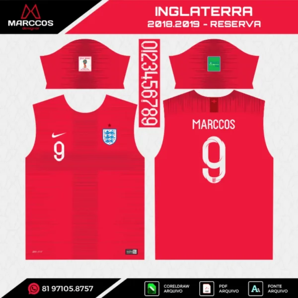 Arte Vetor Camisa Inglaterra Reserva 2018.2019 Arte Vetor Camisa Inglaterra Reserva 2018.2019