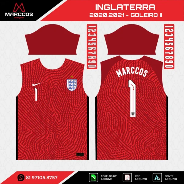 Arte Vetor Camisa Inglaterra Goleiro 2020.2021 Arte Vetor Camisa Inglaterra Goleiro 2020.2021