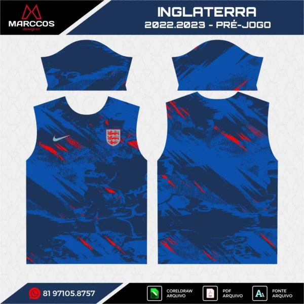 Arte Camisa Inglaterra Pré-Jogo 2022.2023 Arte Camisa Inglaterra Pré-Jogo 2022.2023