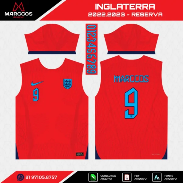 Arte Vetor Camisa Inglaterra Reserva 2022.2023 Arte Vetor Camisa Inglaterra Reserva 2022.2023