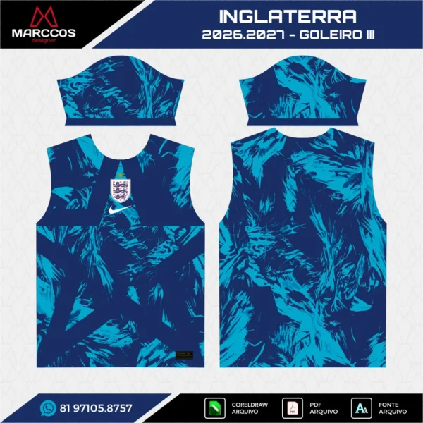Arte Vetor Camisa Inglaterra Goleiro 2026.2027 Arte Vetor Camisa Inglaterra Goleiro 2026.2027
