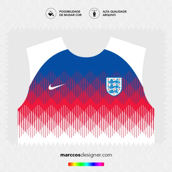 Arte Vetor Camisa Inglaterra Pré-Jogo 2018