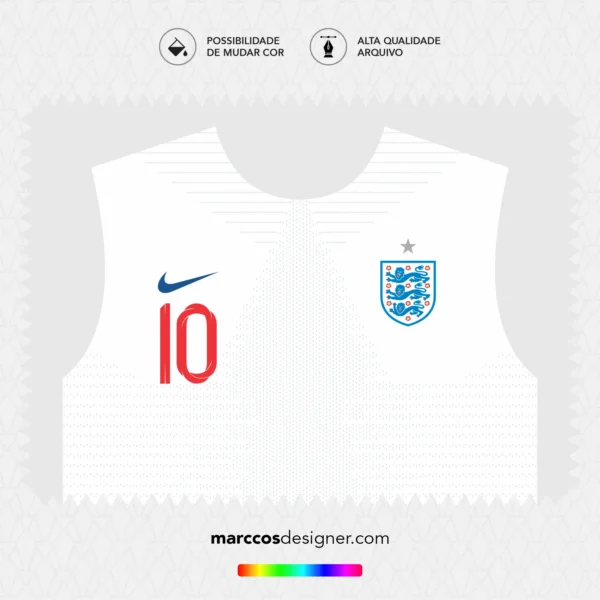 Arte Vetor Camisa Inglaterra Titular 2018.2019