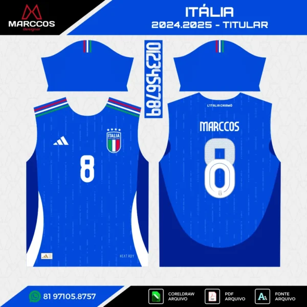 Arte Vetor Camisa Itália Titular 2024.2025 Arte Vetor Camisa Itália Titular 2024.2025
