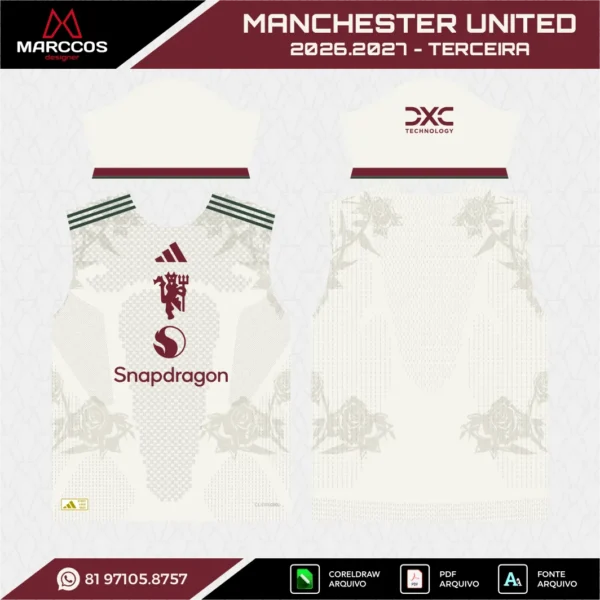 Arte Vetor Terceira Camisa Manchester United 2026.2027 Arte Vetor Terceira Camisa Manchester United 2026.2027