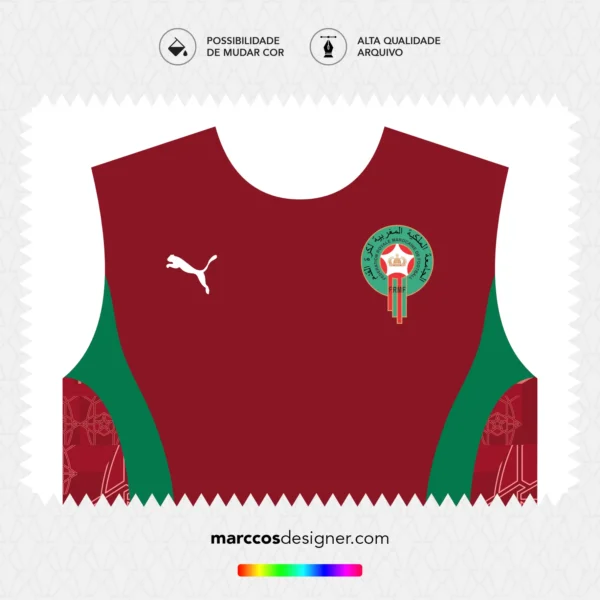 Arte Vetor Camisa Marrocos Pré-Jogo 2024.2025