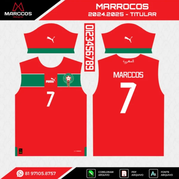 Arte Vetor Camisa Marrocos Titular 2022.2023 Arte Vetor Camisa Marrocos Titular 2022.2023