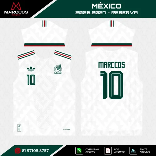 Arte Vetor Camisa México Reserva 2026.2027 Arte Vetor Camisa México Reserva 2026.2027