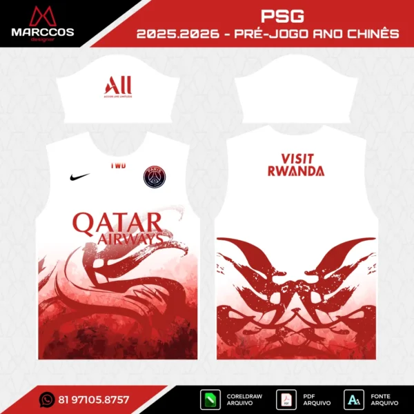 Arte Vetor Camisa PSG Pré-Jogo 2025.2026 Arte Vetor Camisa PSG Pré-Jogo 2025.2026