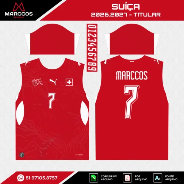 Arte Vetor Camisa Suíça Titular 2026.2027 Arte Vetor Camisa Suíça Titular 2026.2027