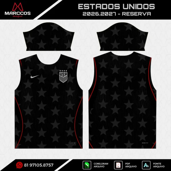 Arte Vetor Camisa Estados Unidos Reserva 2026.2027 Arte Vetor Camisa Estados Unidos Reserva 2026.2027