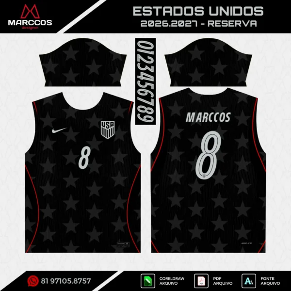 Arte Vetor Camisa Estados Unidos Reserva 2026.2027