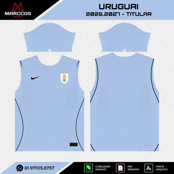 Arte Vetor Camisa Uruguai Titular 2026.2027 Arte Vetor Camisa Uruguai Titular 2026.2027