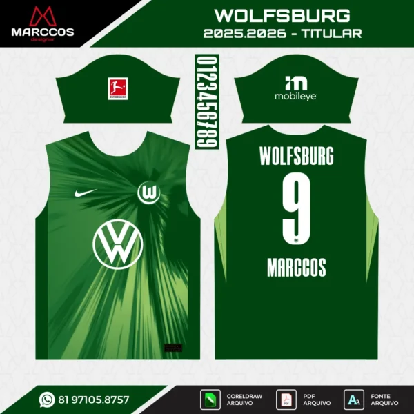 Arte Camisa Wolfsburg Titular 2025.2026 Arte Camisa Wolfsburg Titular 2025.2026