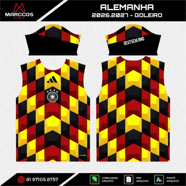 Arte Vetor Camisa Alemanha Pré-Jogo 2026.2027