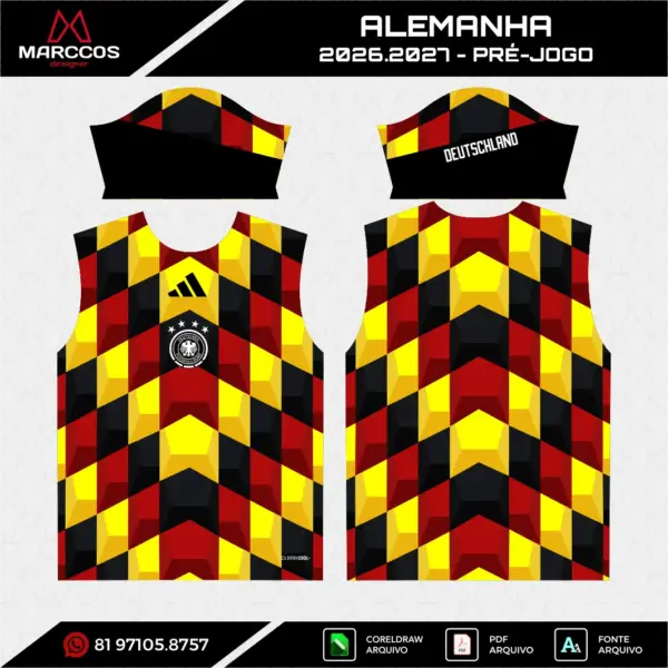 Arte Vetor Camisa Alemanha Pré-Jogo 2026.2027 Arte Vetor Camisa Alemanha Pré-Jogo 2026.2027