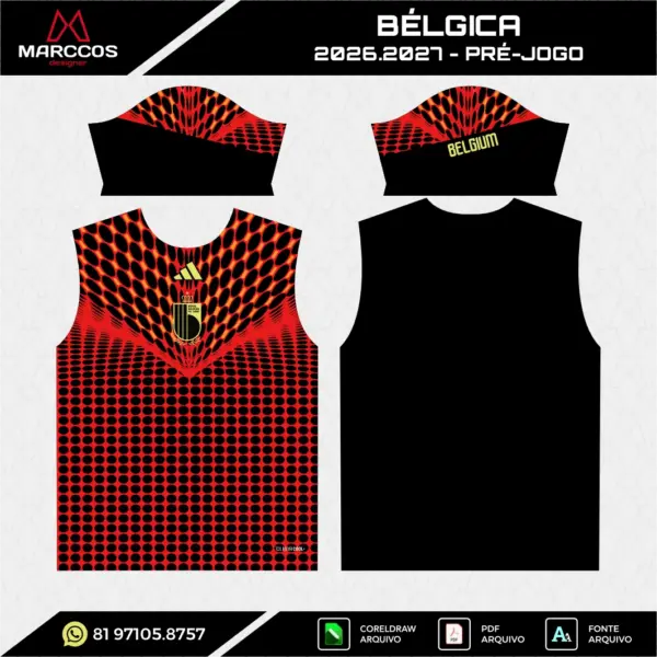 Arte Vetor Camisa Bélgica Pré-Jogo 2026.2027
