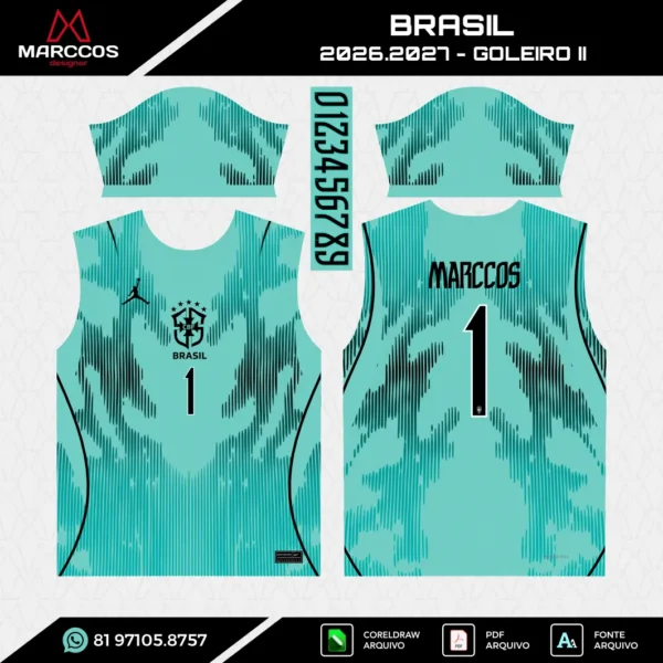 Arte Vetor Camisa Brasil Goleiro 2026.2027 Arte Vetor Camisa Brasil Goleiro 2026.2027