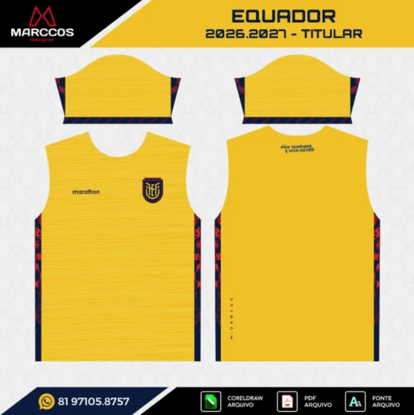 Arte Vetor Camisa Equador Titular 2026.2027 Arte Vetor Camisa Equador Titular 2026.2027