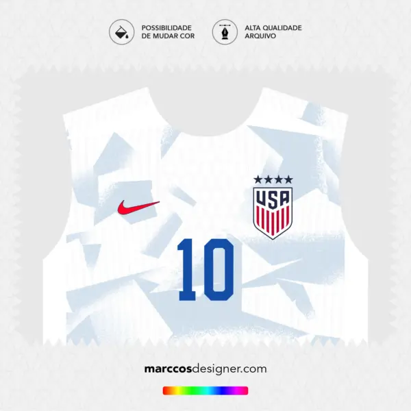 Arte Vetor Camisa Estados Unidos Feminina Titular 2025.2026