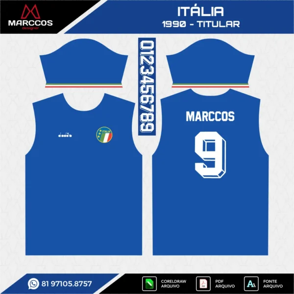 Arte Vetor Camisa Itália Titular 1990 Arte Vetor Camisa Itália Titular 1990
