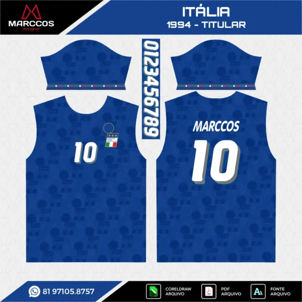 Arte Vetor Camisa Itália Titular 1994 Arte Vetor Camisa Itália Titular 1994