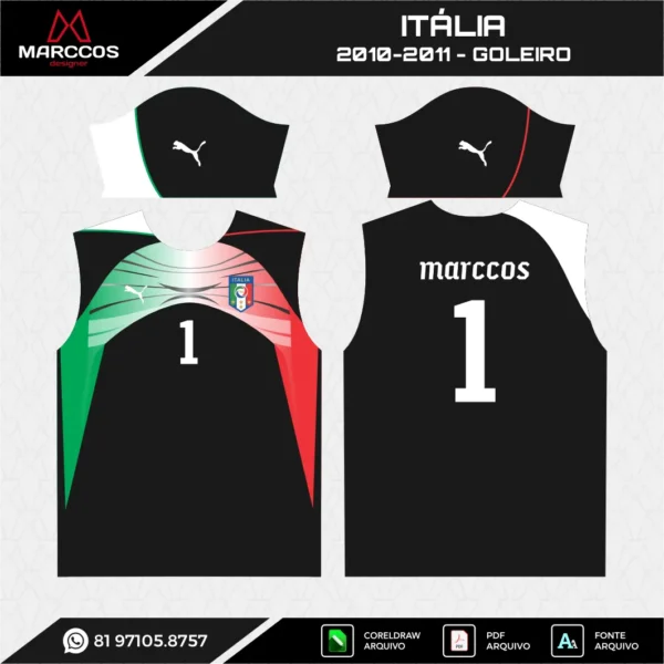 Arte Vetor Camisa Itália Goleiro 2010.2011 Arte Vetor Camisa Itália Goleiro 2010.2011