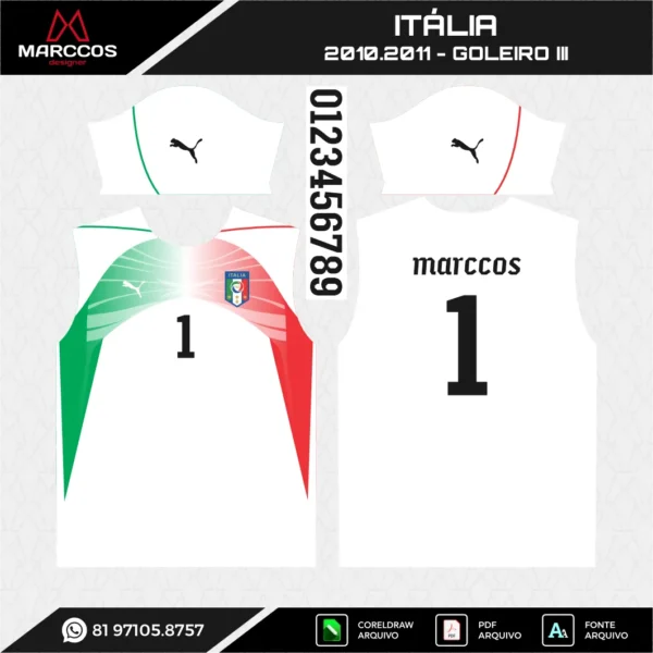 Arte Vetor Camisa Itália Goleiro 2010.2011 Arte Vetor Camisa Itália Goleiro 2010.2011