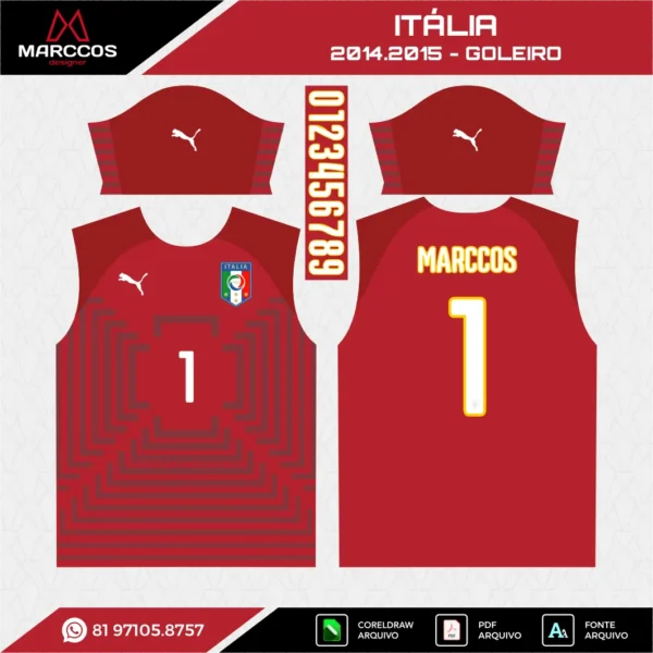 Arte Vetor Camisa Itália Goleiro 2014.2015 Arte Vetor Camisa Itália Goleiro 2014.2015