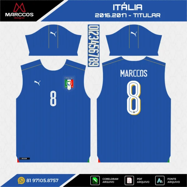 Arte Vetor Camisa Itália Titular 2016.2017 Arte Vetor Camisa Itália Titular 2016.2017