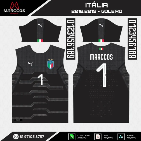 Arte Vetor Camisa Itália Goleiro 2018.2019 Arte Vetor Camisa Itália Goleiro 2018.2019