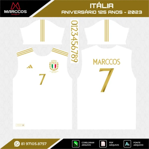 Arte Vetor Camisa Itália 125 Anos 2023 Arte Vetor Camisa Itália 125 Anos 2023