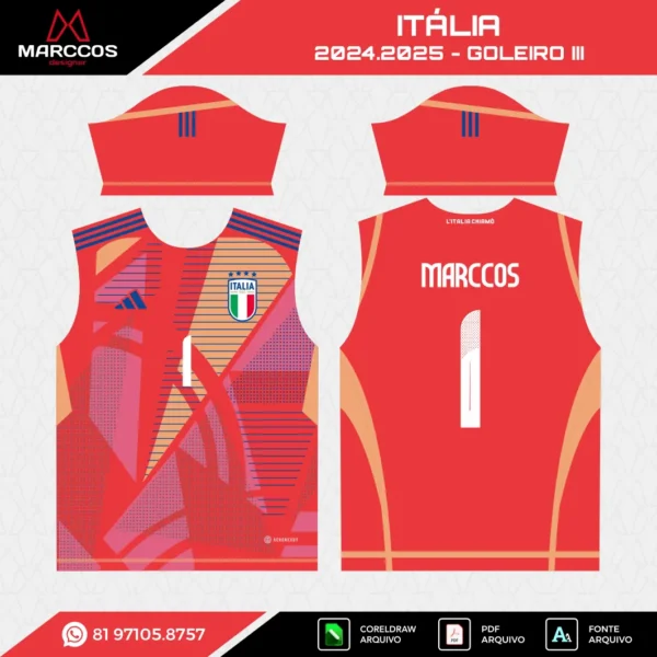 Arte Vetor Camisa Itália Goleiro 2024.2025 Arte Vetor Camisa Itália Goleiro 2024.2025