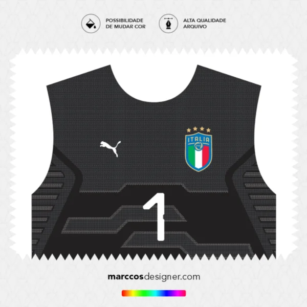 Arte Vetor Camisa Itália Goleiro 2018.2019