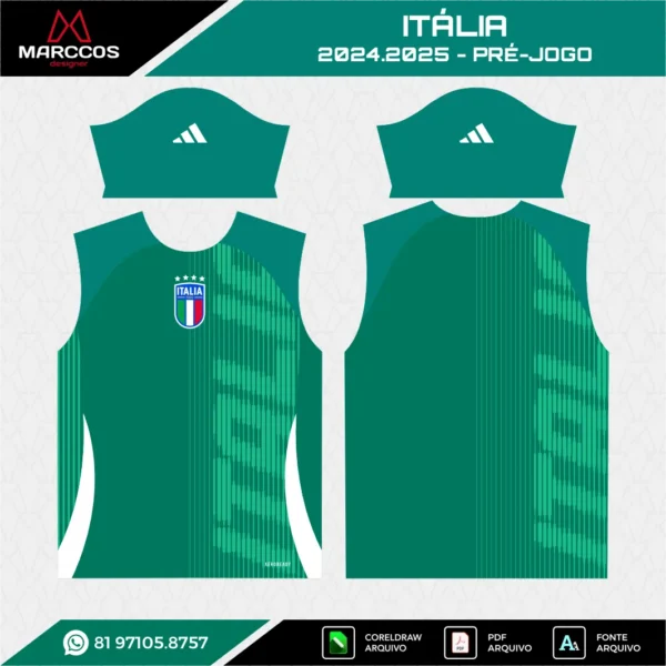 Arte Vetor Camisa Itália Pré-Jogo 2024.2025 Arte Vetor Camisa Itália Pré-Jogo 2024.2025