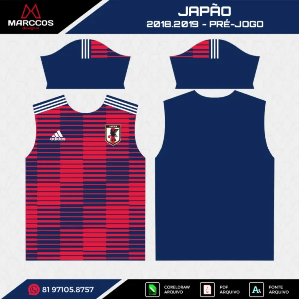 Arte Vetor Camisa Japão Pré-Jogo 2018.2019 Arte Vetor Camisa Japão Pré-Jogo 2018.2019