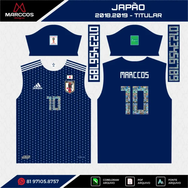 Arte Vetor Camisa Japão TItular 2018.2019 Arte Vetor Camisa Japão TItular 2018.2019