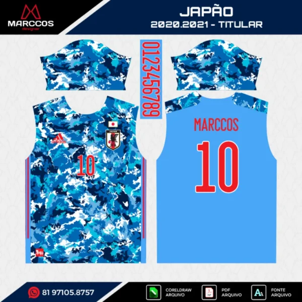 Arte Vetor Camisa Japão Titular 2020.2021 Arte Vetor Camisa Japão Titular 2020.2021