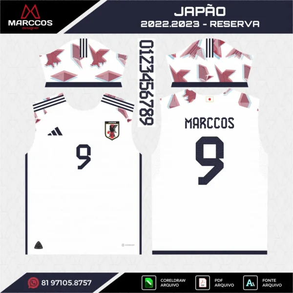 Arte Vetor Camisa Japão Reserva 2022.2023 Arte Vetor Camisa Japão Reserva 2022.2023