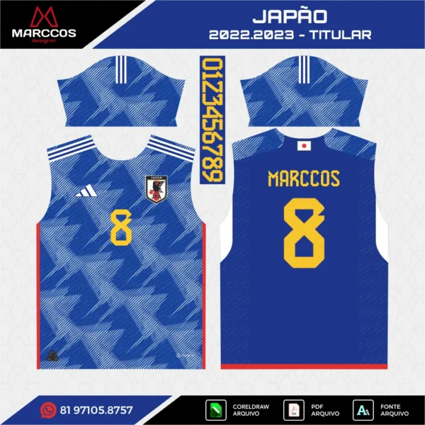 Arte Vetor Camisa Japão Titular 2022.2023 Arte Vetor Camisa Japão Titular 2022.2023
