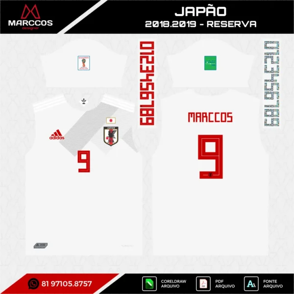 Arte Vetor Camisa Japão Reserva 2018.2019 Arte Vetor Camisa Japão Reserva 2018.2019