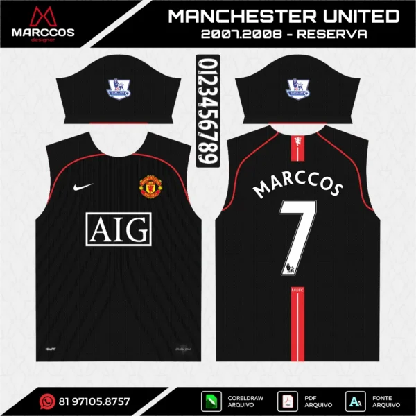 Arte Vetor Camisa Manchester United Reserva 2007.2008 Arte Vetor Camisa Manchester United Reserva 2007.2008