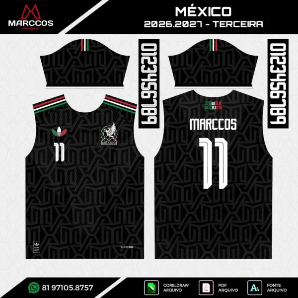 Arte Vetor Terceira Camisa México 2026.2027 Arte Vetor Terceira Camisa México 2026.2027