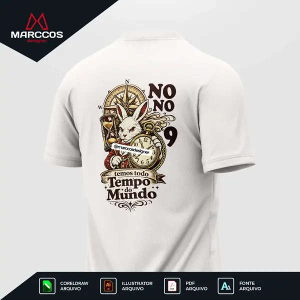 Arte Vetor Camisa Nono Ano Coelho e Relógio - MD102