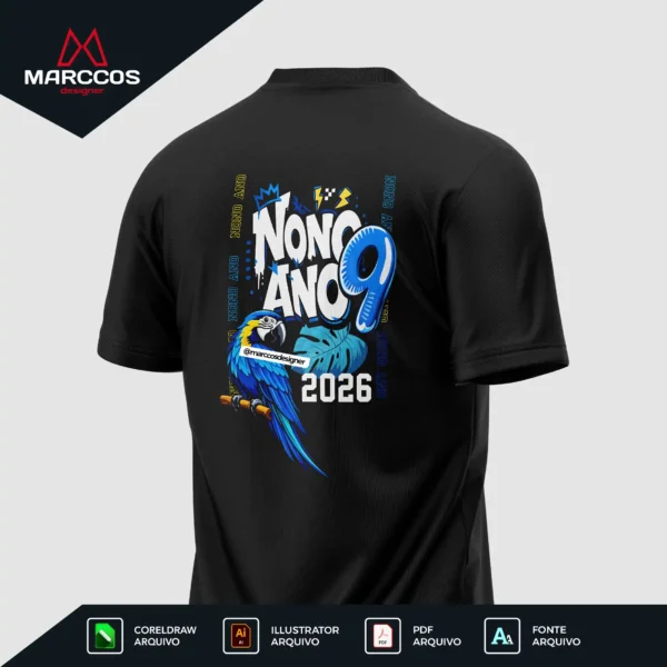 Arte Vetor Camisa Nono Ano Arara - MD089 Arte Vetor Camisa Nono Ano Arara - MD089
