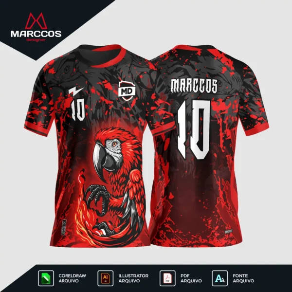 Arte Camisa Interclasse Arara Revil - 0386 Arte Camisa Interclasse Arara Revil - 0386