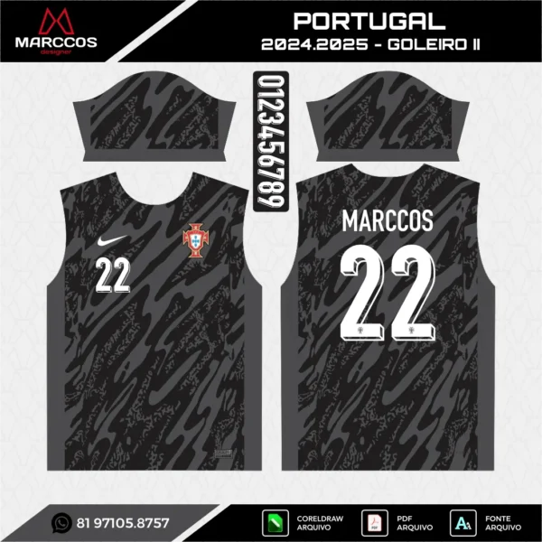 Arte Vetor Camisa Portugal Goleiro 2024.2025 Arte Vetor Camisa Portugal Goleiro 2024.2025
