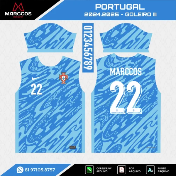 Arte Vetor Camisa Portugal Goleiro 2024.2025 Arte Vetor Camisa Portugal Goleiro 2024.2025