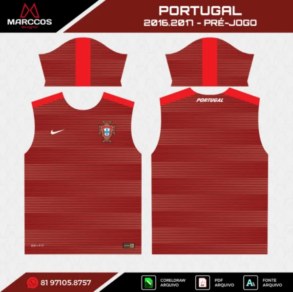Arte Vetor Camisa Portugal Pré-Jogo 2016.2017 Arte Vetor Camisa Portugal Pré-Jogo 2016.2017