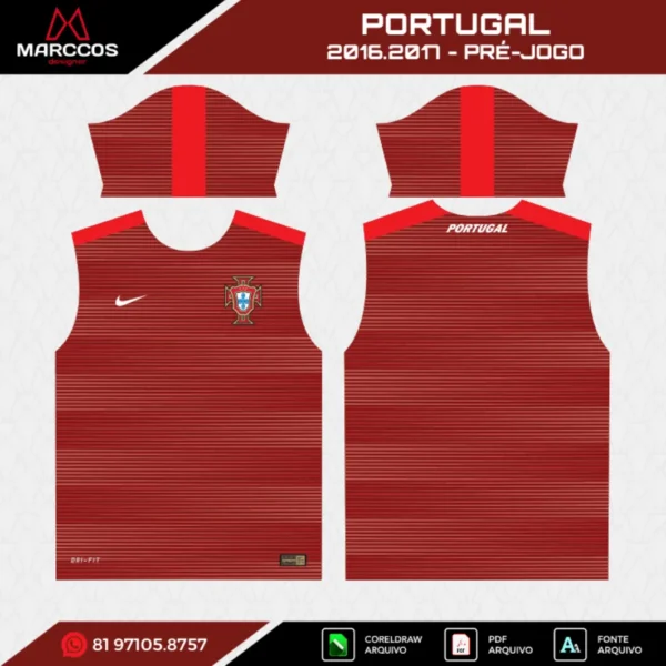 Arte Vetor Camisa Portugal Pré-Jogo 2016.2017 Arte Vetor Camisa Portugal Pré-Jogo 2016.2017